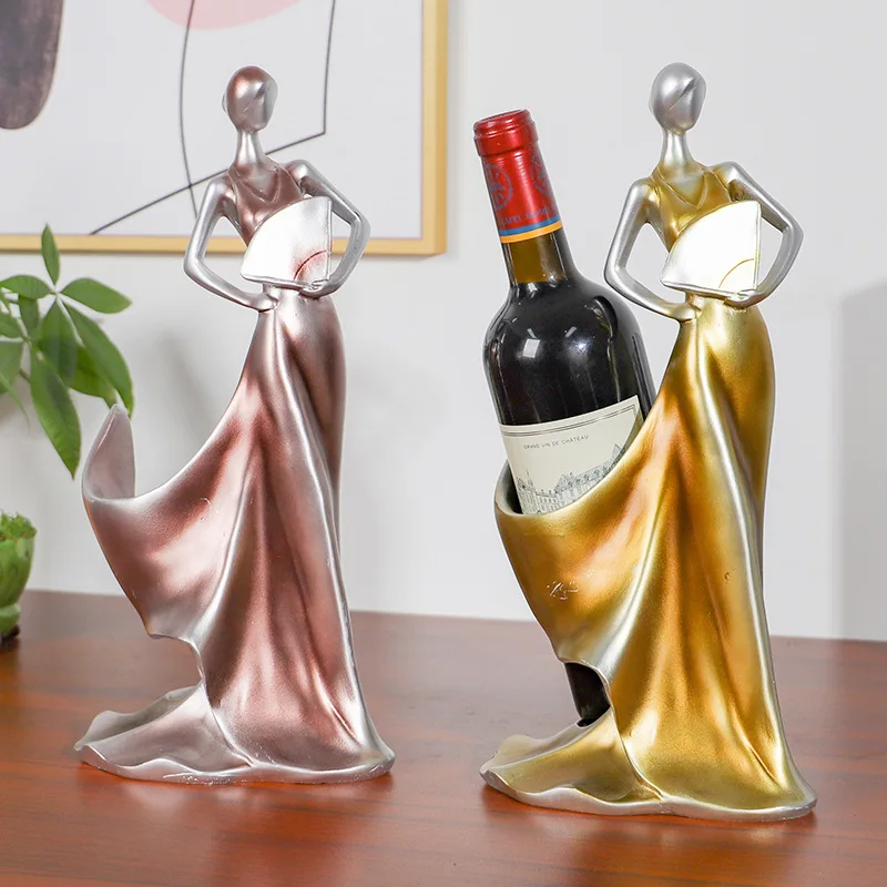 

European-style Creative Home Living Room Desktop Ladies Wine Rack Resin Crafts Decorative Ornaments Gifts