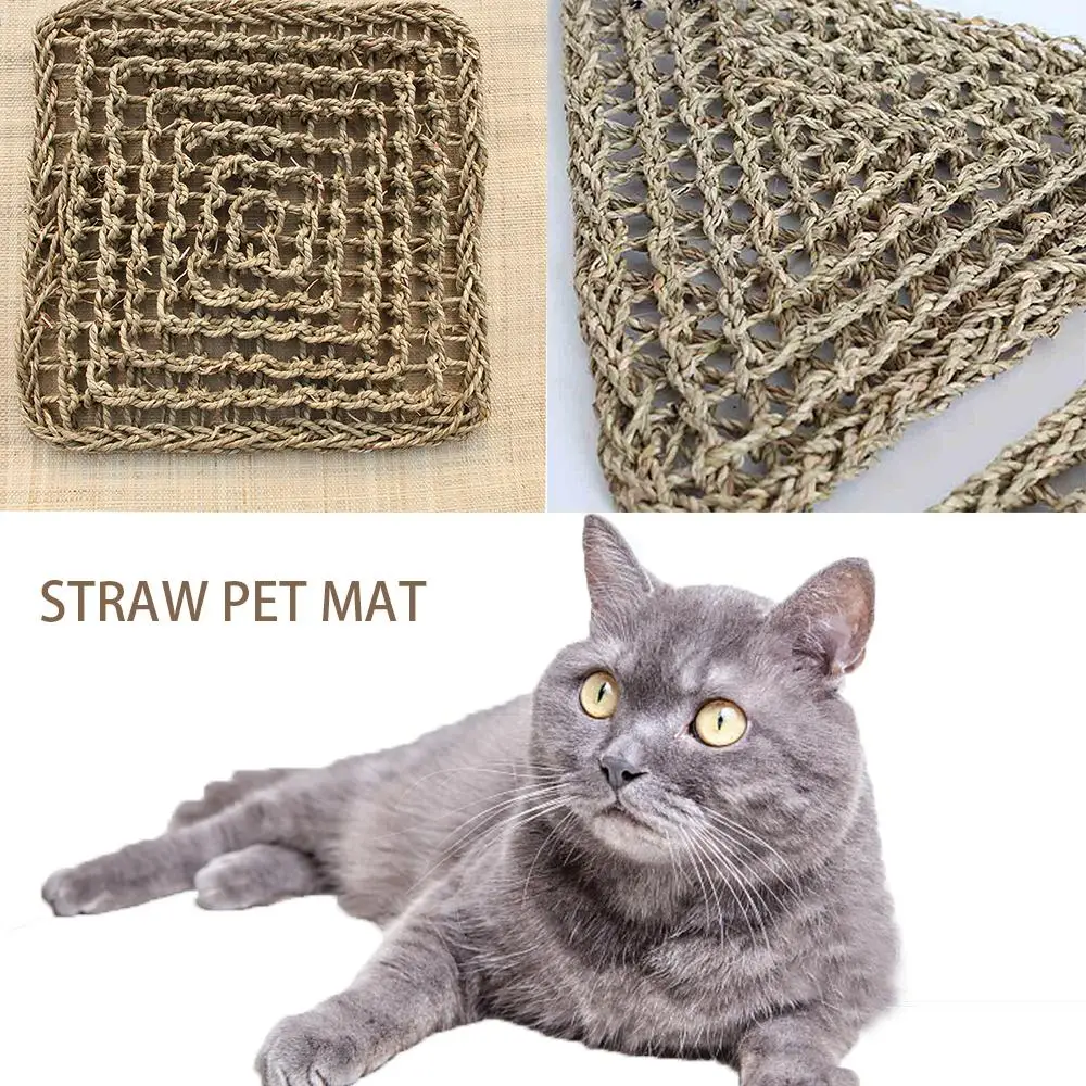 Grass Woven Pet Mat Animal Crawling Mat Cat Scratching Board Wear-Resistant Cat Dog Nest Grinding Claw Mat Household Multi-Size