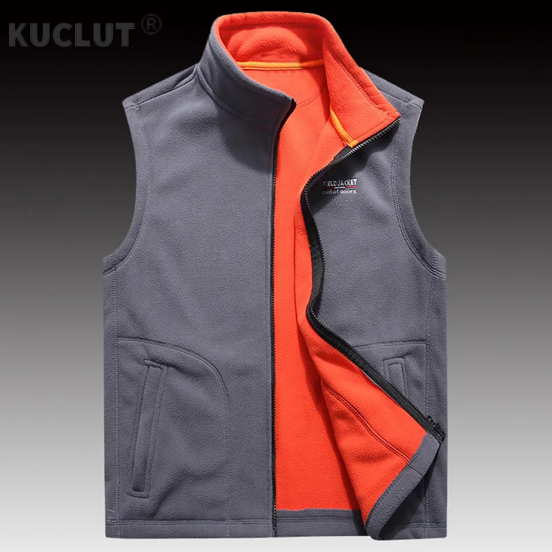 

US Hot Men's Fleece Vest Winter New Outdoor Warm Polar Fleece Soft Shell Windproof Stand Collar Hiking Safari Causal Cargo Vests