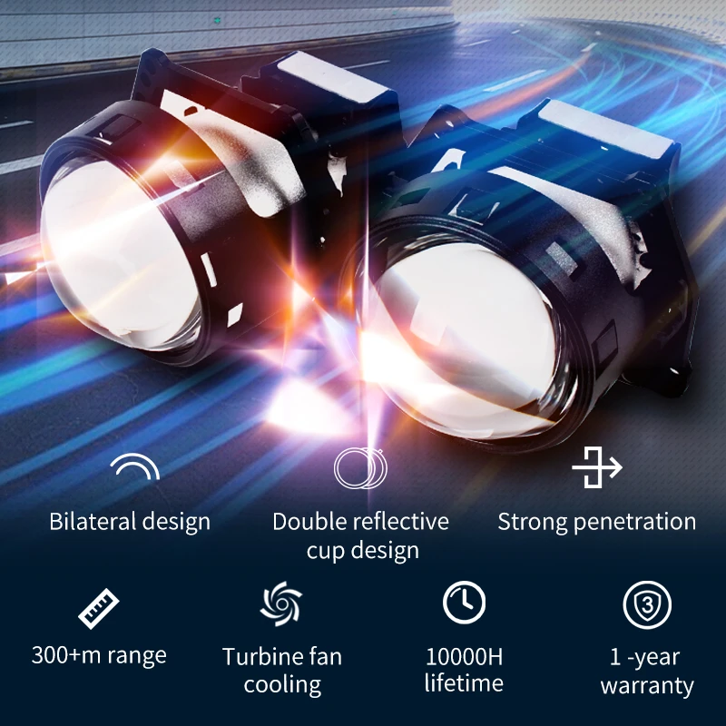 

Автомобильная светодиодная фара hui jia HL1, 3,0 дюйма, 5500K, 35 Вт, 43 Вт
