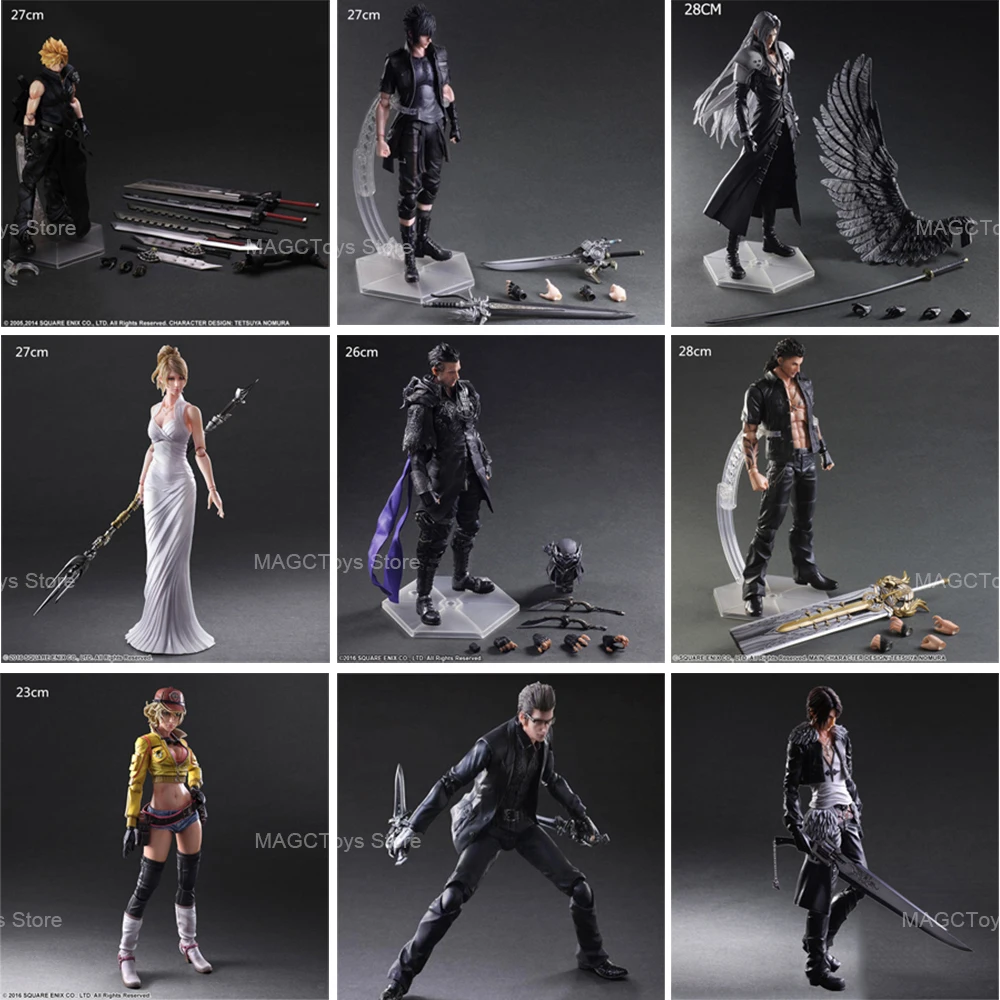 Disney Play Arts Kai Final Game Fantasy Cloud Strife Sephiroth Noctis Lucis Squall Leonhart Cindy Aurum Action Figure Toy Gifts