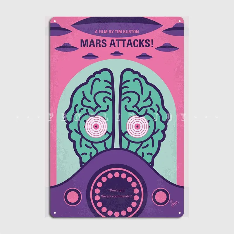 

Металлический знак Mars Attack, Настенная роспись, бар, пещера, создайте жестяные пластинки Sign, постер