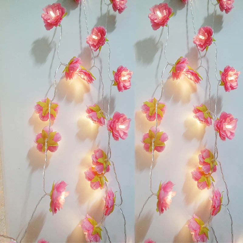 

Holiday Handmade Floral Plum Blossom Light String 10/6M Kids/Girl Room Decor.,Wedding Party Hanging Garland Artificial Flower