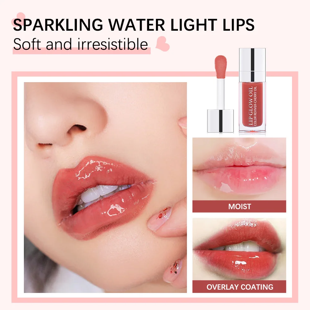 

Cherry Pink Mirror Water Lip Gloss Lip Crystal Moisturizing Lip Oil Plumping Lip Gloss Lipstick Pink Raspberry Clear Tint Makeup