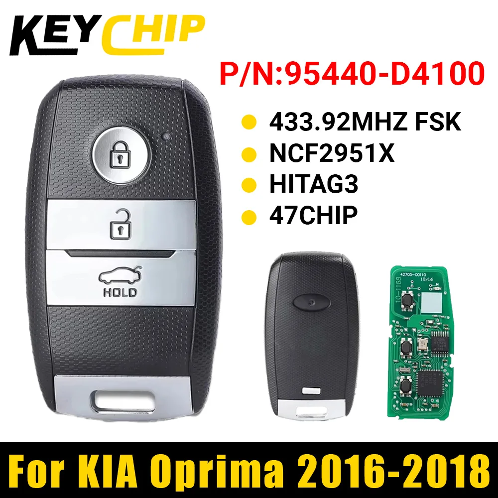 

KC 95440-D4100 для Kia Optima 2016 2017 2018 Smart Cat Key 433,92 МГц FSK HITAG 3 47 ЧИП SVI-JFFGEC0 D4100