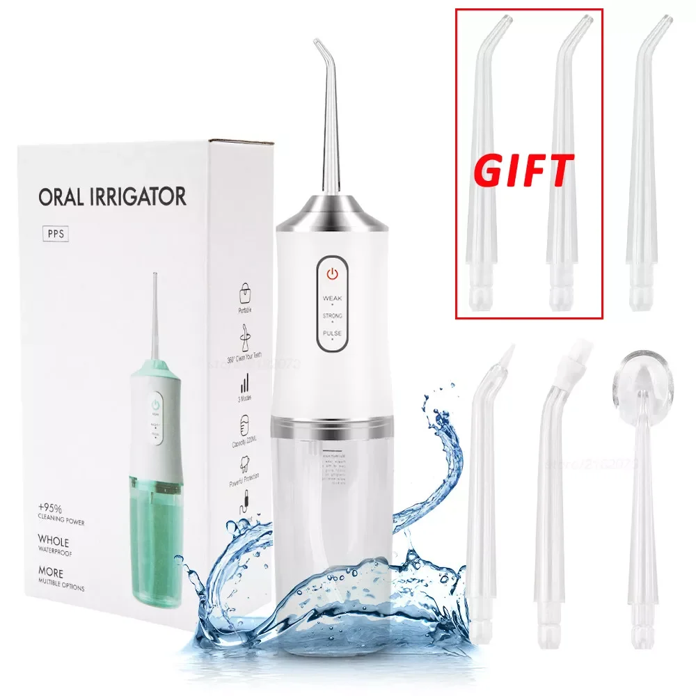 

Portable Power Irrigator Jet Dental Water Flosser Water Teeth Cleaner Rechargeable Placement Nozzles Dropship