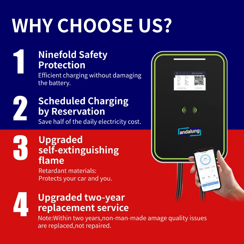 And썹 7 кВт Зарядная станция для электромобилей GBT 32A EVSE Зарядка Wallbox Type2 с