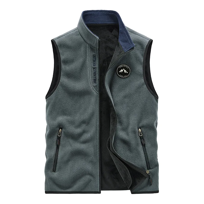 

Outdoor Casual Vest Men Spring Autumn Sleeveless Jacket Men Polar Fleece Velevt Waistcoat Stand Collar Tactical Vest Gilet Homme