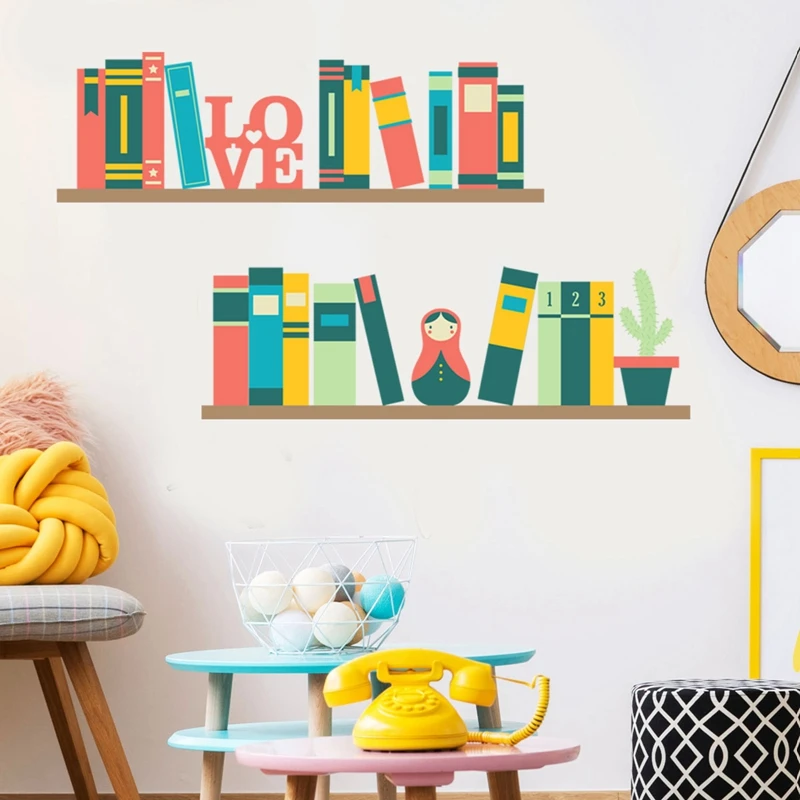 

Bookshelf Decorative Sticker Kids Room Wall Decals Decorative Sticker For Wall Desk Front Decorative Book Wall Sticker