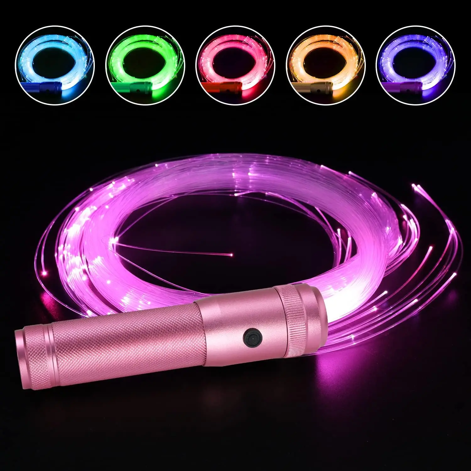 

Eloovve Fiber Optic Whip, Dance Flow Pixel Super Bright Rave Toy Light 36 Effects Mode Battery Power 360° Swivel Space Parties
