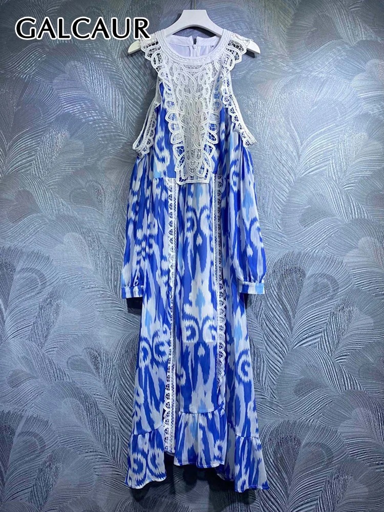 

Женское платье лоскутного покроя SISPELL, кружевное платье с круглым вырезом и длинным рукавом-фонариком, платье с открытыми плечами и высокой талией, женская одежда