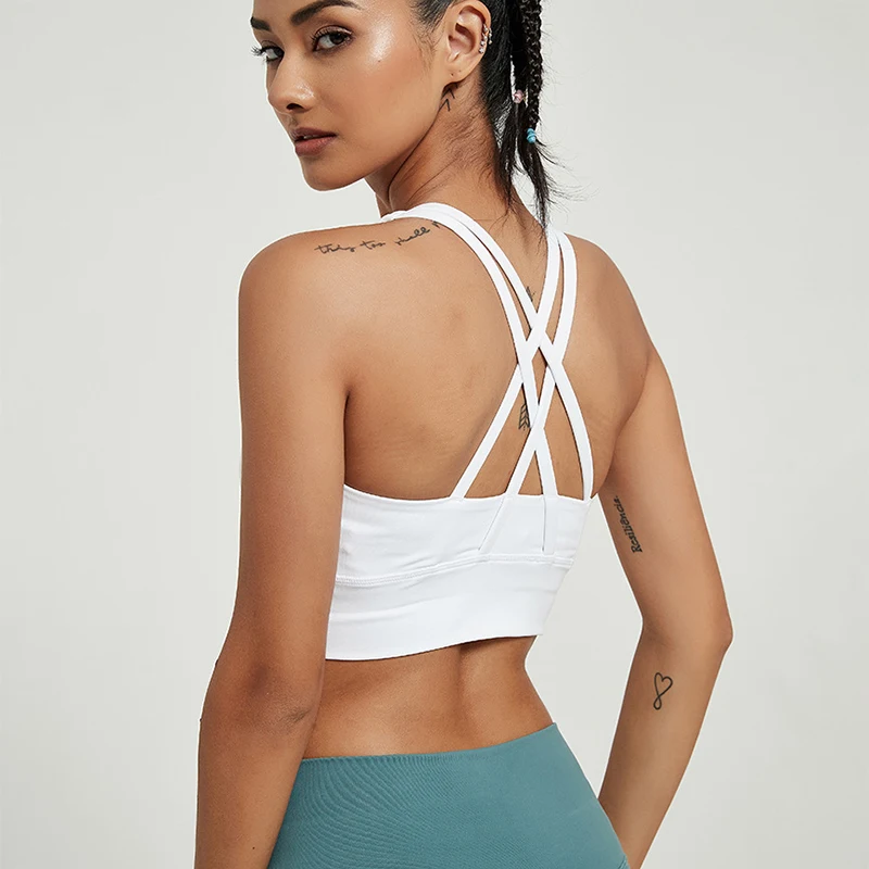 

Women Bras Yoga Sports Bralette Nylon Breathable Fitness Top Cross Sexy Back Female Bras Anti-Shake Workout Gym Crop Tops
