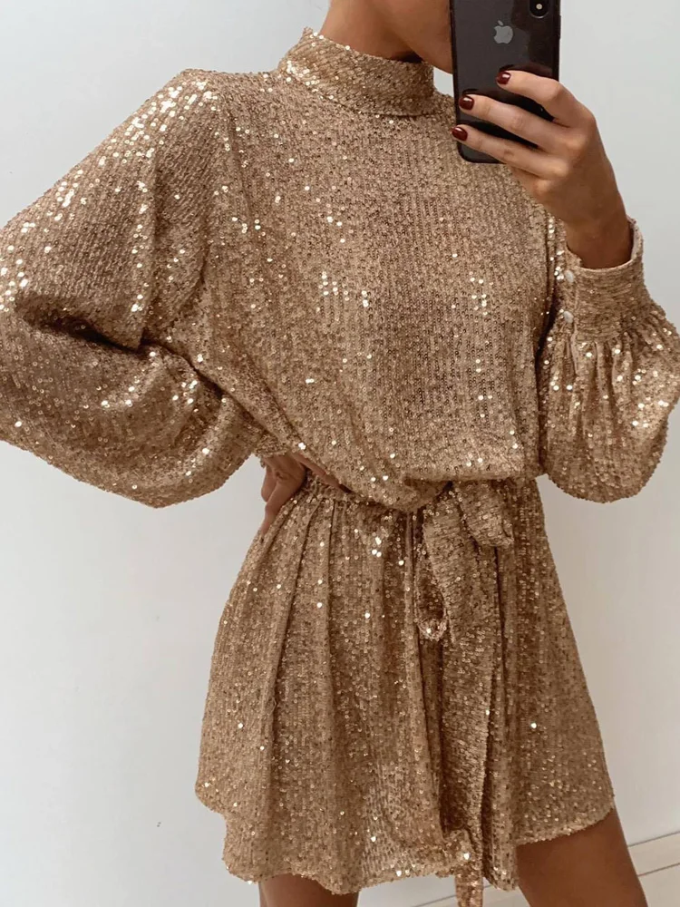 Женское коктейльное платье с пайетками Bonnie Forest и пышными рукавами блестящий