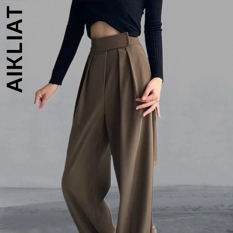 

Aikliat Trousers Pants New Women Leg Office Elegant Sweatpants Trendy Plus Size Pant Casual Vintage Bottoms Trousers Female