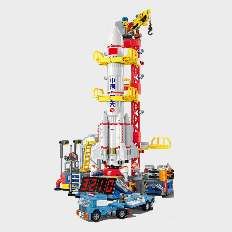 

Space Rocket Launching Model Building Blocks City Aerospace Space Station Shuttle Ship Astronaut Bricks Toys Children