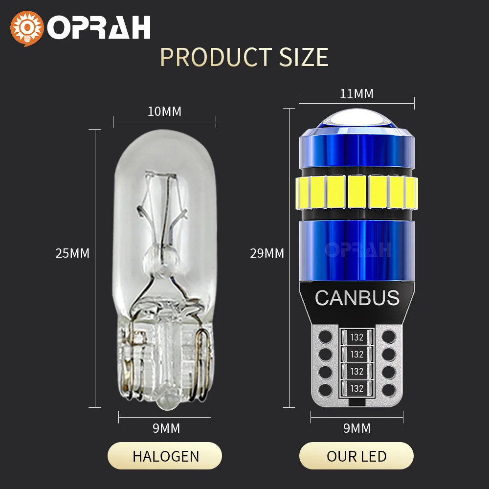 Oprah 2pcs T10 светодиодный W5W 194 168 автомобильная лампа Canbus без ошибок габаритная