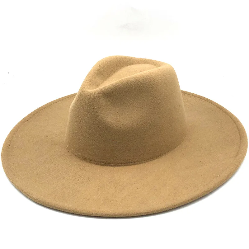 

9.5cm Wide Brim Fedora Hat For Men Dress Caps Wool Felted Hat Panama Vintage Church Wedding Women Jazz Hat Sombreros De Mujer