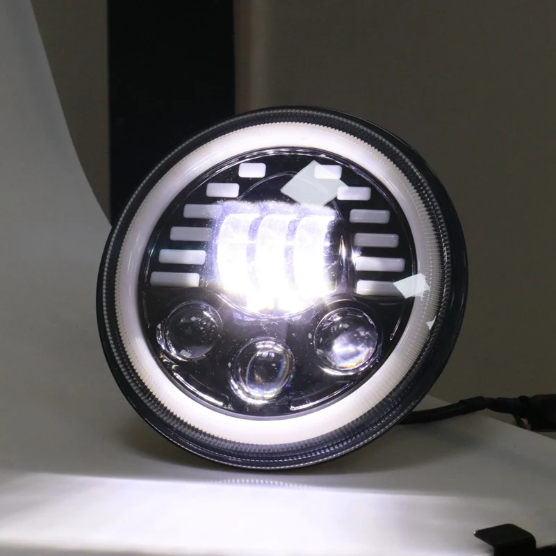 7-дюймовый светодиодный налобный фонарь s Ближний/Дальний свет Круглый гало