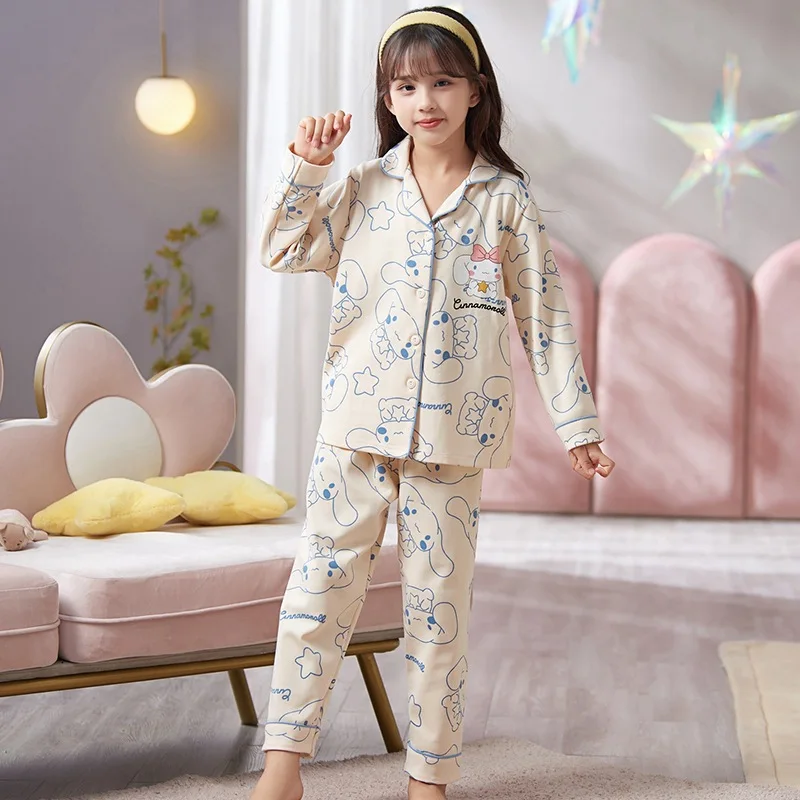 

Kawaii Sanrios аниме серия Корица Kuromi Hello Kitty весна осень хлопковая летняя одежда с длинным рукавом для детей старшего возраста