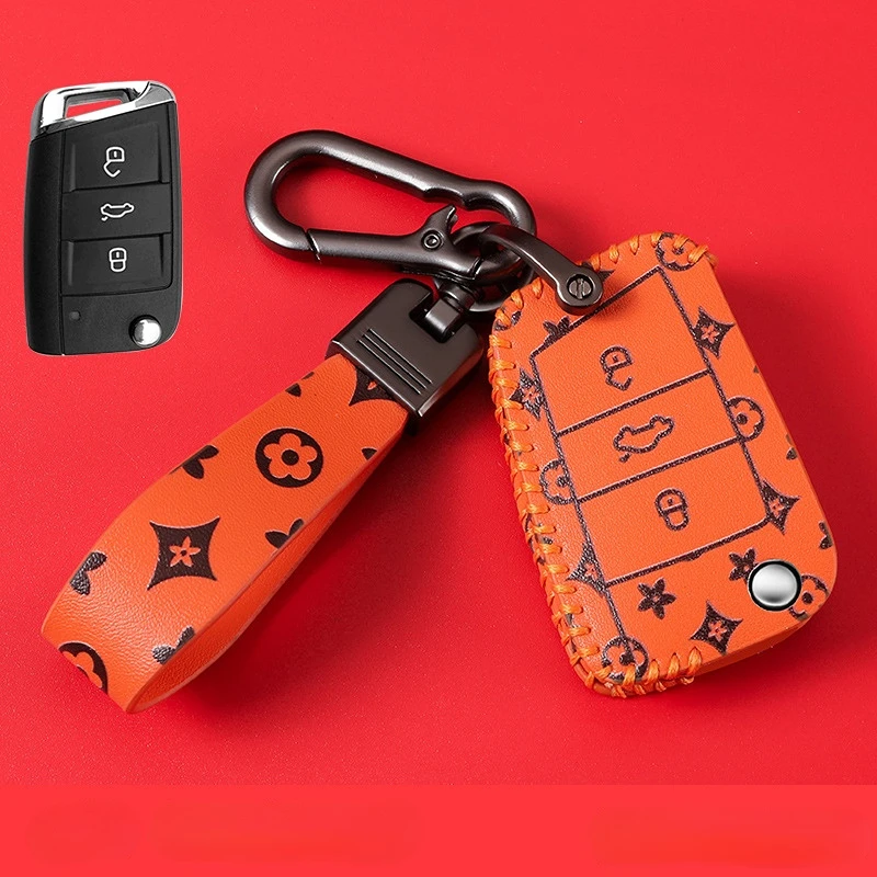 

Кожаный чехол для автомобильного ключа для VW Volkswagen Tayron LAVIDA SAGITAR Tiguan Magotan Passat чехол для пульта дистанционного управления аксессуары