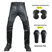 new motorcycle riding jeans motocross racing pants pu leather biker trousers waterproof windproof men with 4 x ce knee hip pad