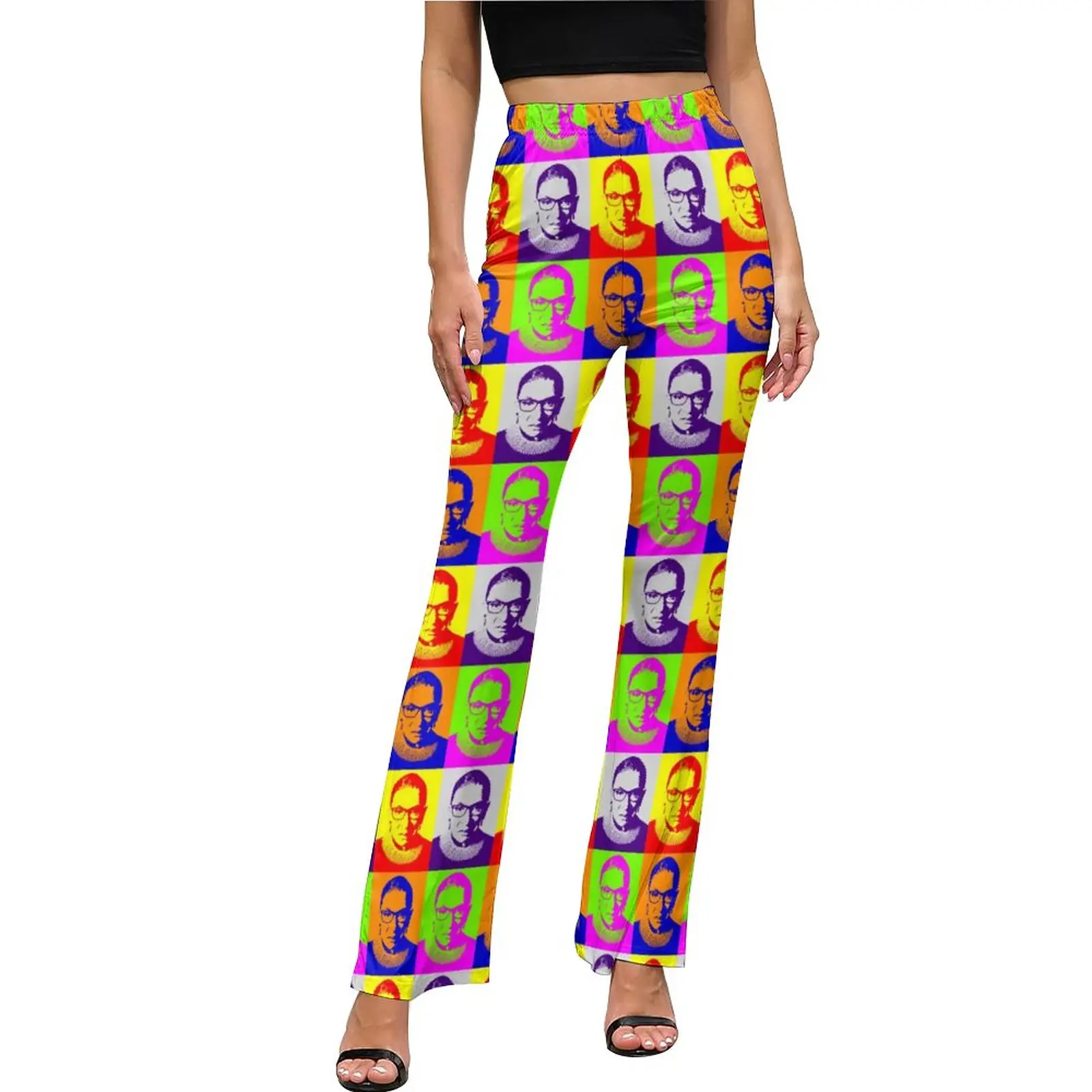 

Womens Rights Pants Pop Art Portrait Elastic Waist Kawaii Flared Trousers Summer Printed Streetwear Pants Gift