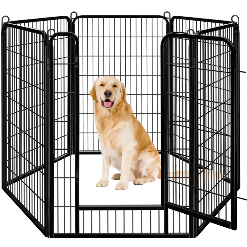 

6 Panels Metal Dog Playpen Exercise Barrier for Indoor Outdoor, Black