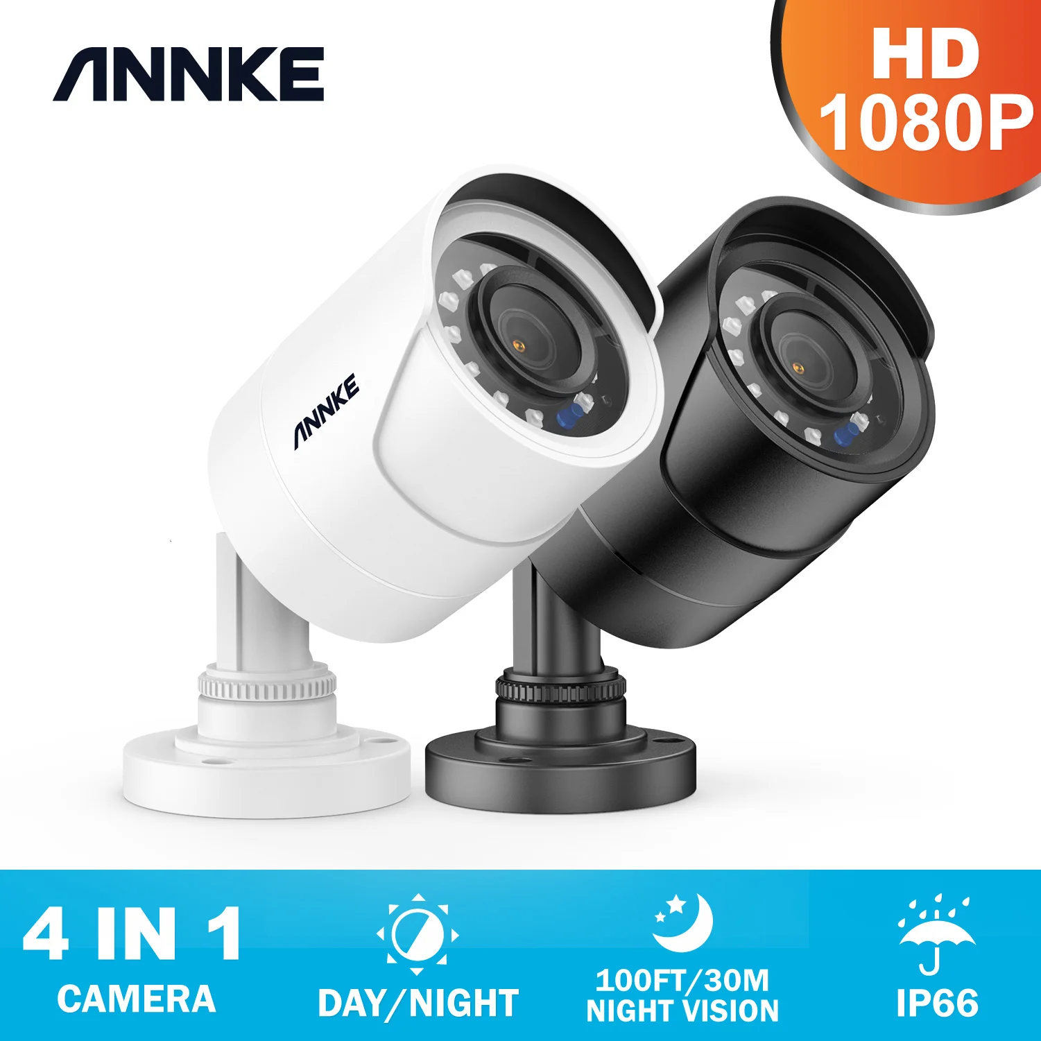 

ANNKE 1080P 4-in-1TVI Full Color Night vision Bullet Security Camera 2MP TVI Clear IR Security Camera Work Third-Party DVR