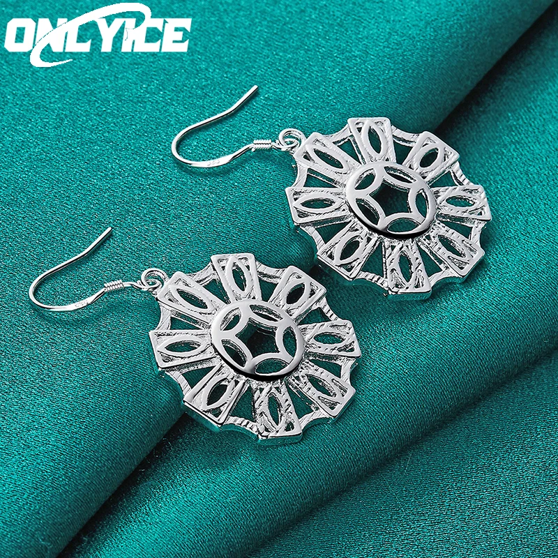 

New Charm 925 Sterling Silver Earrings For Women Wedding Fashion Jewelry Trend Round Geometry Drop Earrings Christmas Gifts