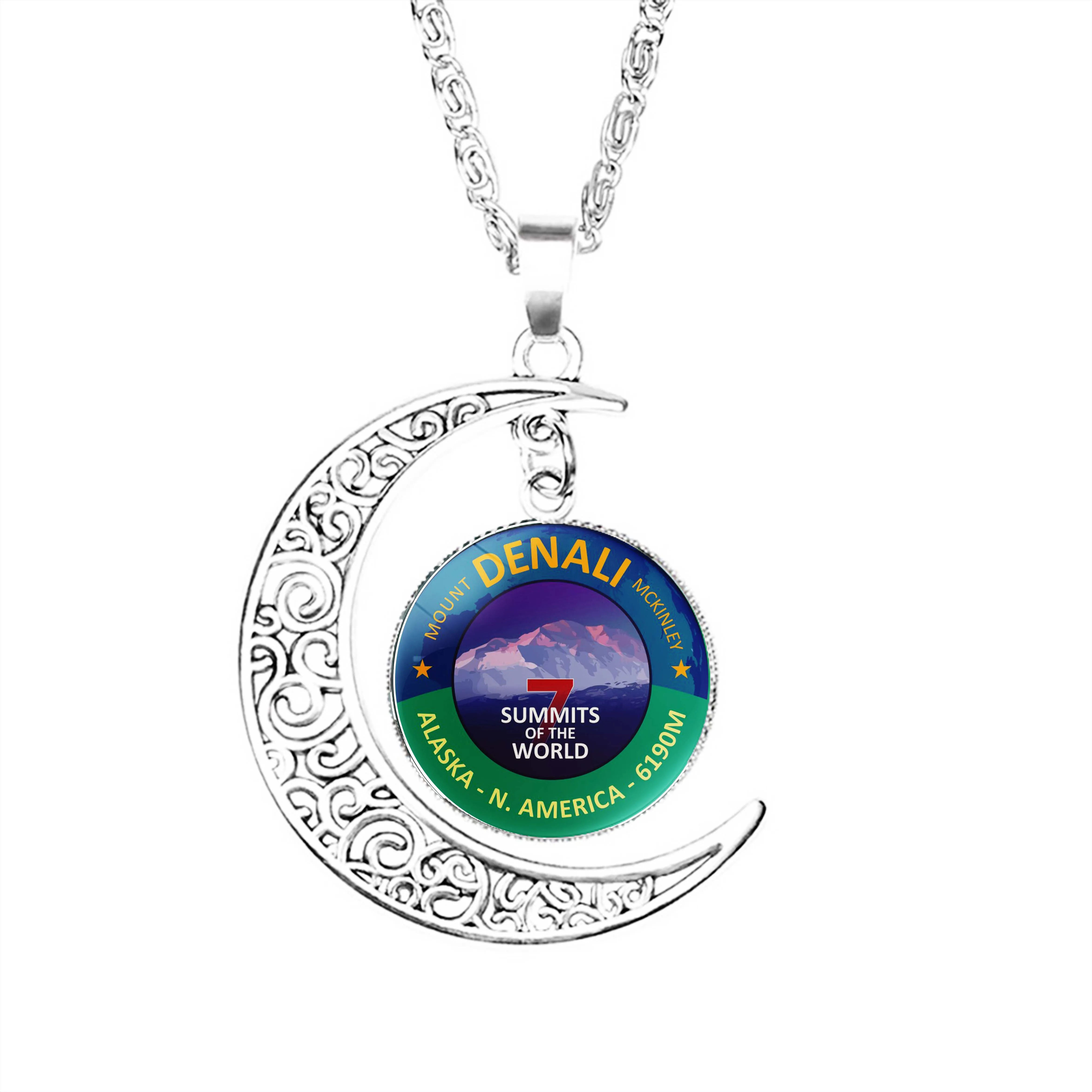

Denali Mount Mckinley коллекция семь верблюд луна ожерелье аксессуары стеклянная цепочка Подвеска полумесяц очаровательное Женское Ожерелье