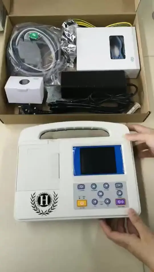 

12 lead wave display and case storage ecg machine with analyzer