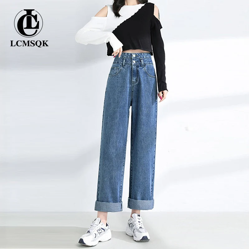 

Y2k Blue Jeans Woman High Waist Female Clothing Denim Straight Leg Jeans Korean Fashion Women's Pants Vintage Clothes Streetwear