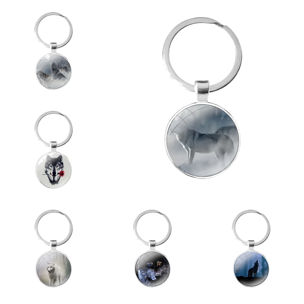 

Брелок с кабошоном в виде животного волка, брелок-кольцо для автомобильных ключей, брелки-подвески, подарки