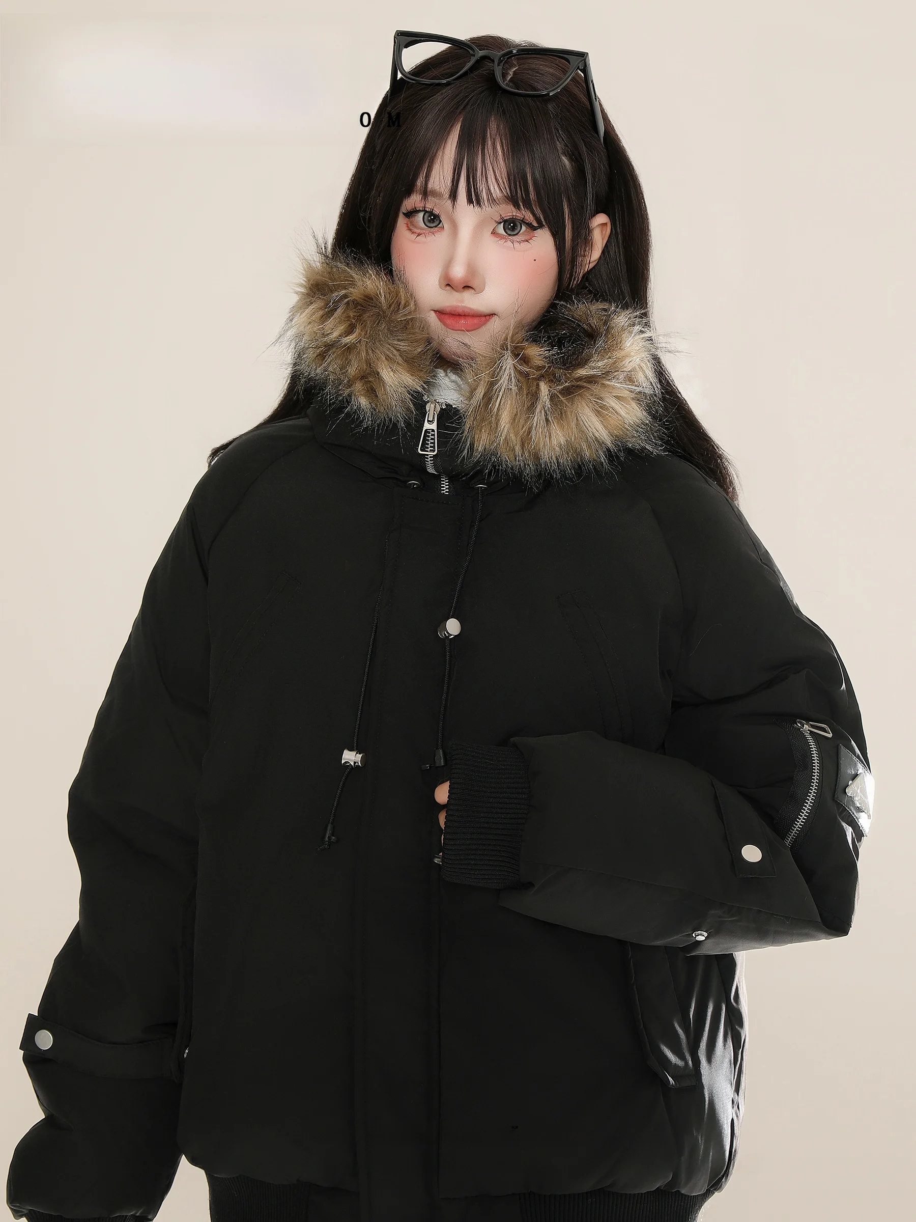 Xunxi утолщенная теплая парка с меховым воротником пальто хлопковой подкладкой