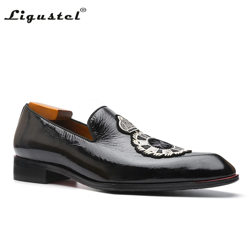 Мужские мокасины на красной подошве, коричневые кожаные туфли без застежек, для свадьбы, вечеринки, официальная обувь, весна-осень 2019