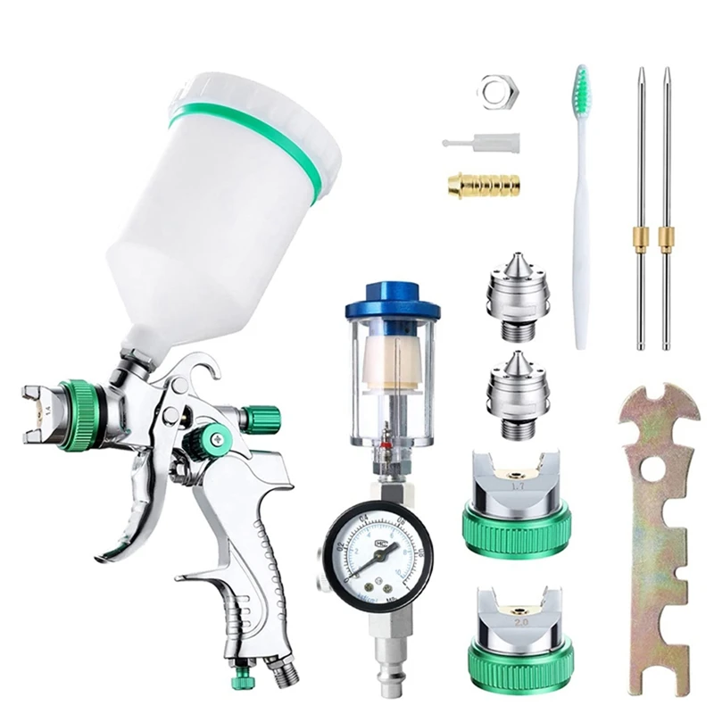 

1Set 1.4/1.7/2.0Mm Portable Multifunctional HVLP Spray Tools With Pressure Regulator Steel Nozzle Gravity Spray Tools