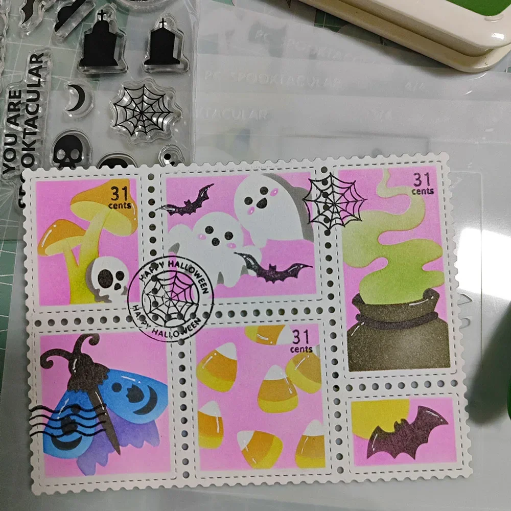 Хэллоуин Почтовая вырубка и трафарет Призрачный штамп для изготовления открыток