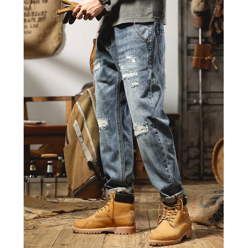 Streetwear Men New Style Straight Loose Cylinder Jeans Vintage Chaopai Comfortable Blue Harun Trousers Women Autumn and Winter