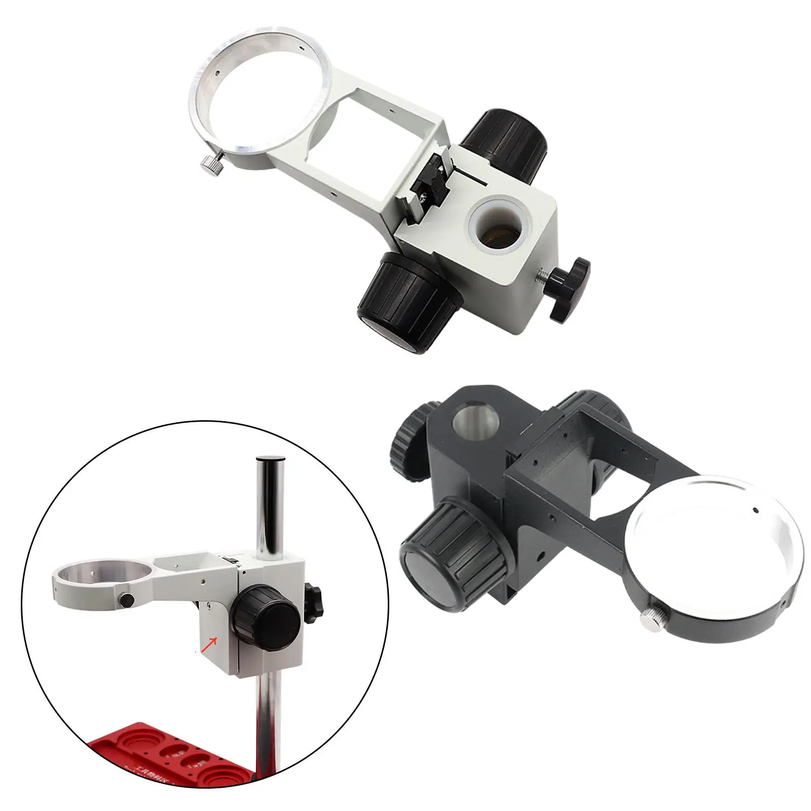 Mikroskop stereoskopowy wspornik skupiający pokrętło podwyższające średnica otworu obiektywu 76mm 25mm kolumny uchwyt ramienia