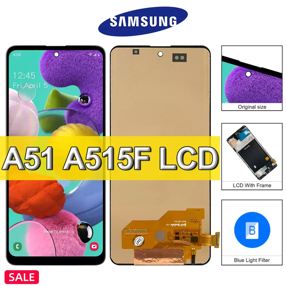 

NEW2023 High Quality Samsung Galaxy A51 LCD Display Touch Screen, For Galaxy A51 A515F A515W A515U LCD Display Replace, with Fra