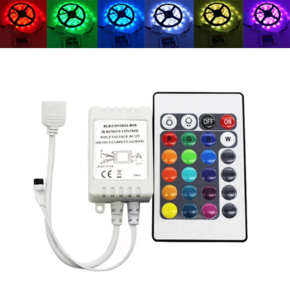 

LED Strip Light RGB Control Box Plastic 1 Set 24 Keys IR Remote Controller 433.92 MHz For 12V 3528 5050 One OutPut