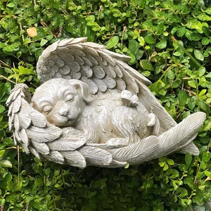 1Pcs Display Mold Sleeping Dog Angel Wing Design Exquisite Resin Garden Home Ornament Accessories Garden Room Decor