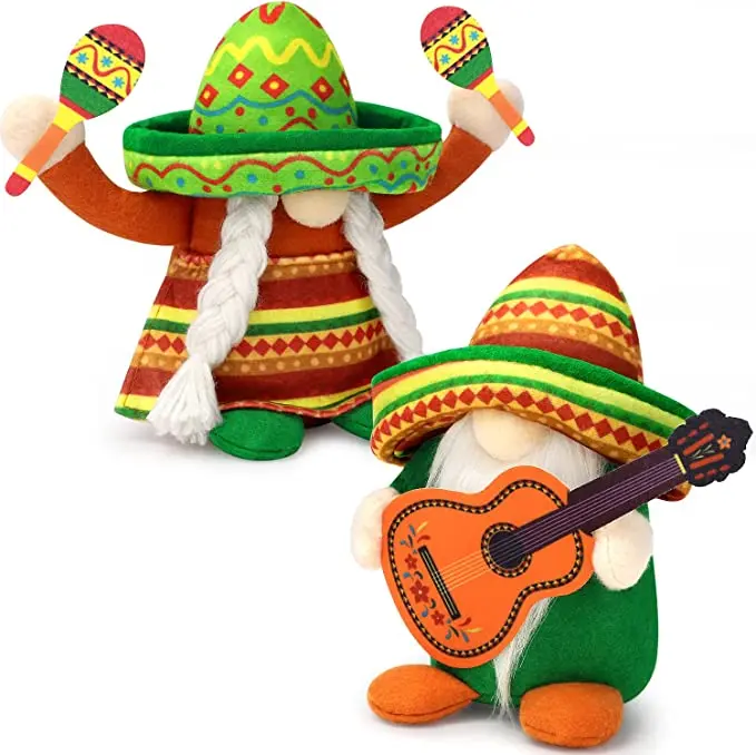 

2pcs Carnival Guitar Doll Gnome Figurine Wide Application Gnome Doll Ornamental Cactus Gnomes Plush Dolls Home Party Decoration