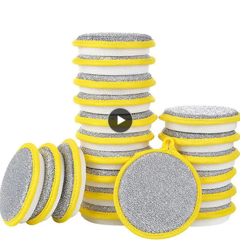 

Round Cleaning Scouring Cloth Kitchen Ingot Cleaning Towel Decontamination Dishwashing Towel Cleaning Tools Non-oil Sponge Rag