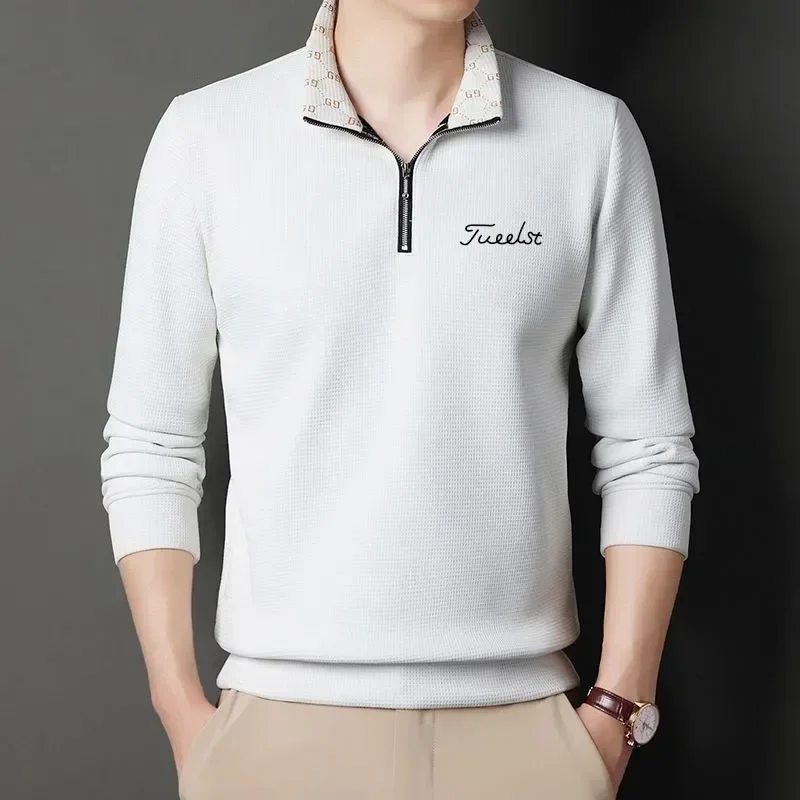 

Мужская одежда для гольфа, Новинка осени 2023, свитер, рубашка, модная повседневная футболка-поло на молнии с длинным рукавом, Топ