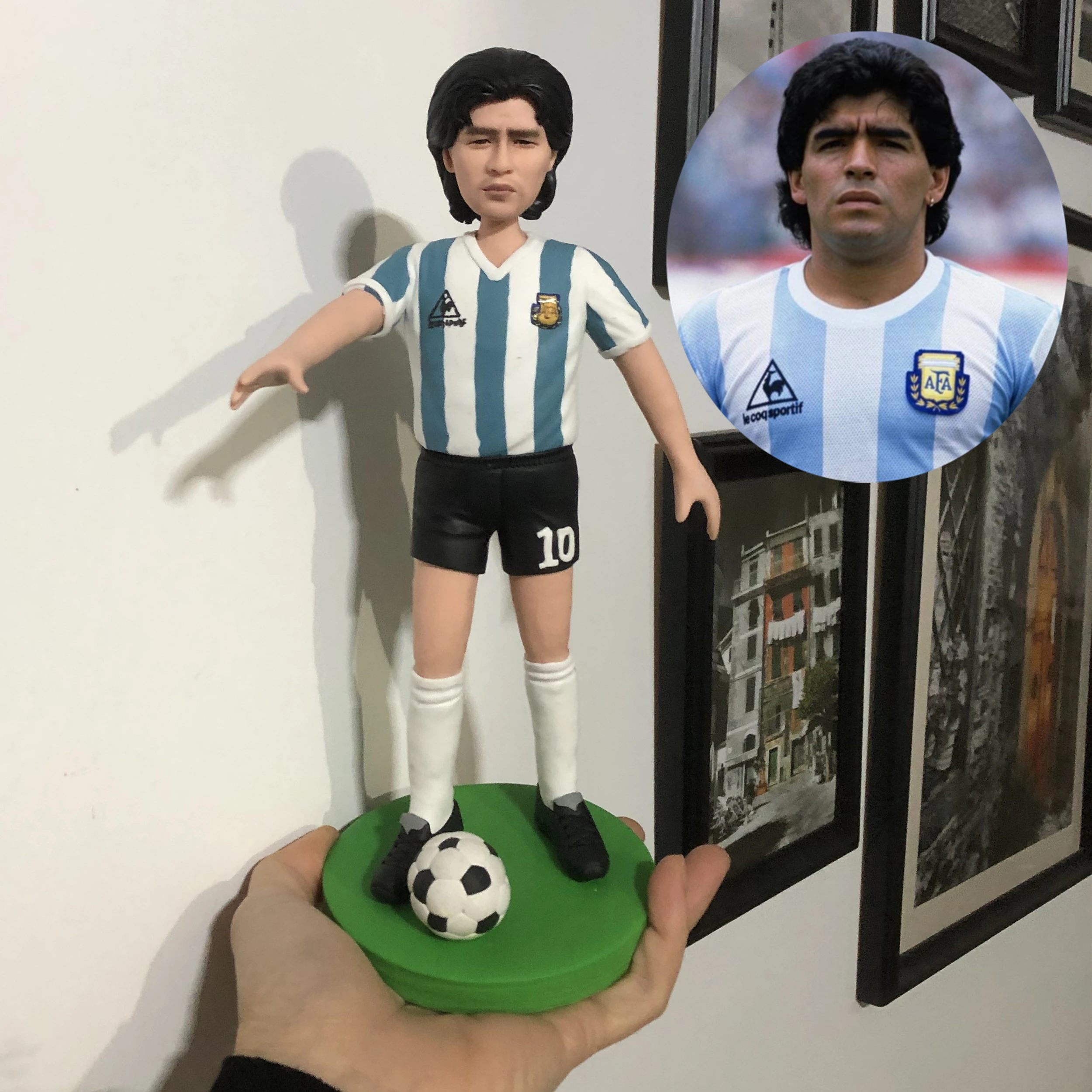 Handmade Polaymer Clay Football Player Dolls Diego Maradona Figures 16-24cm height