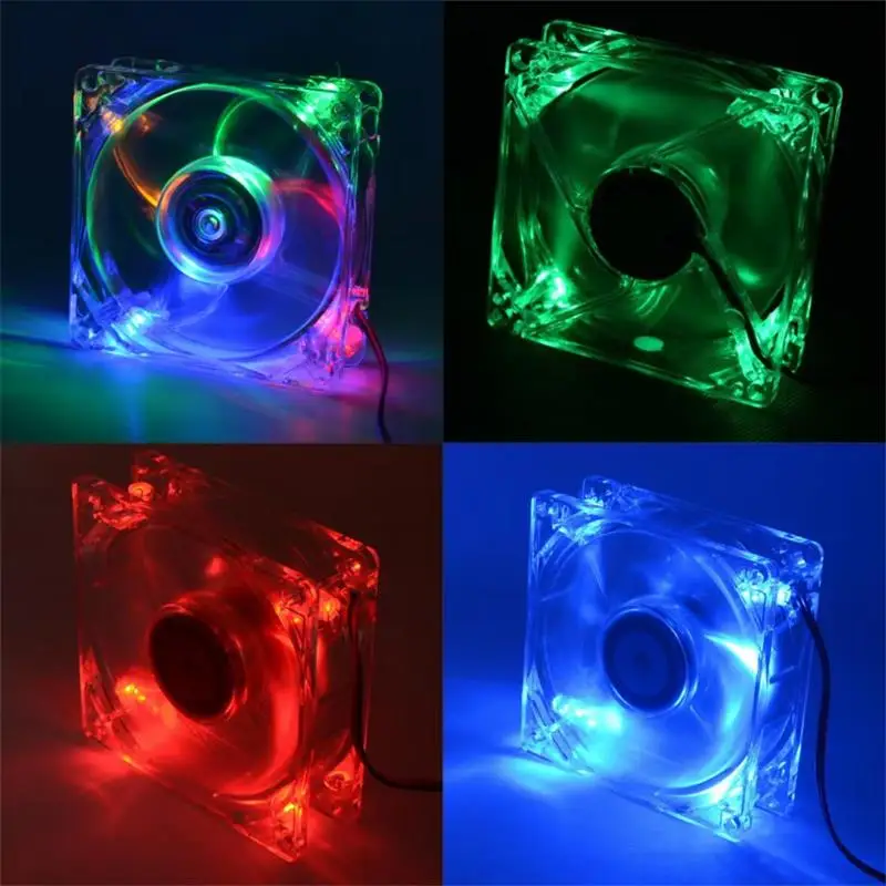 New Fan For 8025 GDT Green Red Bule Four Color LED PC Computer Case Brushless Cooling Fan 80mm 8080x25mm 8025S DC 12V