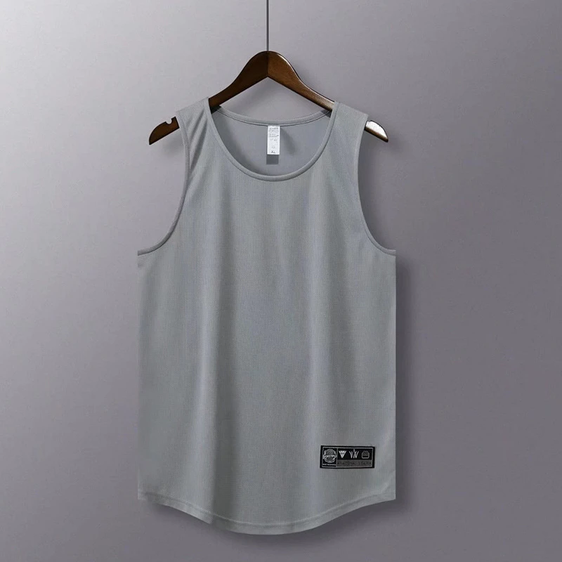 Men Bodybuilding Sports Vest Gym Tank Tops Solid Sleeveless Shirts Quick Dry Workout Vests Running Fitness Male Basketball Shirt