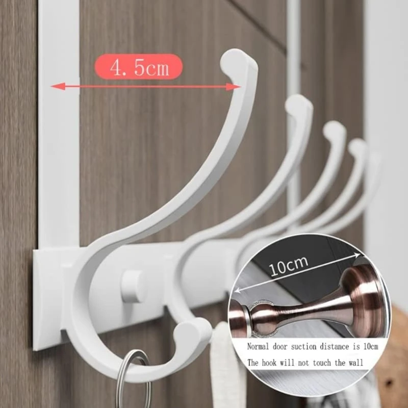 

Multifunctional 5 Hooks Portable Wardrobe Coat Hook Kitchen Bathroom Behind The Door Towel Hanger Storage Hooks