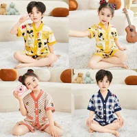 disney mickey mouse children pajamas set baby suit kids clothes toddler boys girls clothing cotton tops shirts pants home pajama